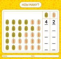 How many counting game with delicata squash. worksheet for preschool kids, kids activity sheet, printable worksheet vector