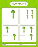 How many counting game with celery. worksheet for preschool kids, kids activity sheet, printable worksheet