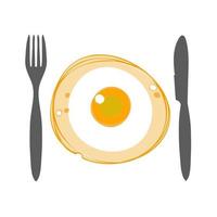 Scrambled eggs with a knife and fork vector