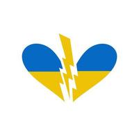 Ukrainian broken heart flag hand drawn vector sketch isolated on white. Stop war symbol