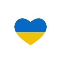 Icono de la bandera de Ucrania en forma de corazón aislado en blanco. vector