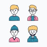 Hand Drawn People Avatar Set Men Collection vector
