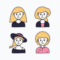 colección de mujeres de avatar de personas dibujadas a mano vector