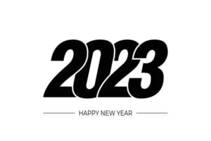 Happy New Year 2023 text design. for Brochure design template, card, banner. Vector illustration. Isolated on white background.