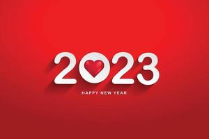 Happy new year 2023 white numbers paper cut style on a red background vector illustration