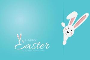 White easter rabbit. Easter Bunny Hare head. Icon vector character, isolated on sky blue color background.