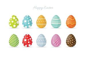 Happy Easter.Set of Easter eggs with different texture on a white background.Vector Illustration. vector