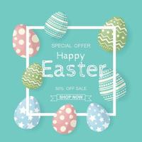 Happy Easter sale background with Egg. Vector illustration. Wallpaper, flyers, invitation, posters, brochure, banners