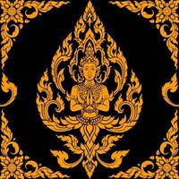 Thai art and asian style luxury banner gold background pattern decoration for printing, flyers, poster, web, banner, brochure and card concept vector illustration. Thai Pattern supreme gold background