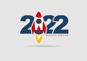 Logo 2022 new year rocket launch Start up business creative ideas concept design, Vector illustration modern layout template