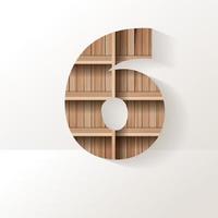 Vector wood shelf font design alphabet letter