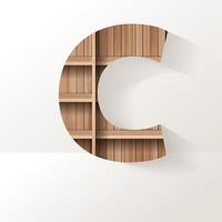 Vector wood shelf font design alphabet letter