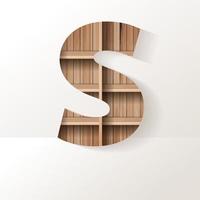 Vector wood shelf font design alphabet letter