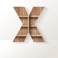 Vector wood shelf font design alphabet letter