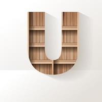 Vector wood shelf font design alphabet letter