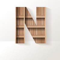 Vector wood shelf font design alphabet letter