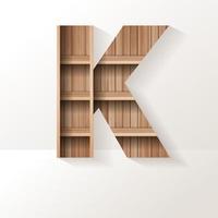 Vector wood shelf font design alphabet letter