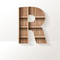 Vector wood shelf font design alphabet letter