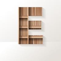 Vector wood shelf font design alphabet letter