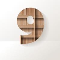 Vector wood shelf font design alphabet letter