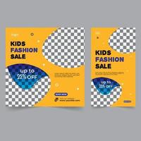 venta de moda para niños banner en redes sociales, publicación en redes sociales para niños y diseño de historias en redes sociales para niños, utilizable para publicación de ropa para bebés, historia, volante, pancarta. vector