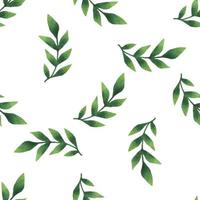 Watercolor leaves and twigs. Seamless pattern. vector