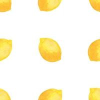 Watercolor lemons white background. Seamless pattern. vector