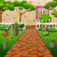 Illustration of a small garden near the house vector