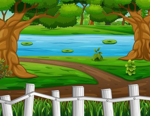 Background scene with road to the river