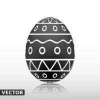 huevo de pascua negro con patrón exótico, vector, ilustración. vector