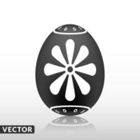 huevo de pascua negro con patrón exótico, vector, ilustración. vector