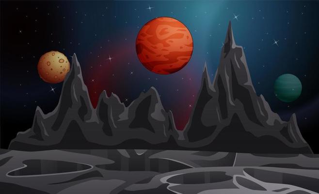 Rock stone planets star sky space universe exploration Illustration