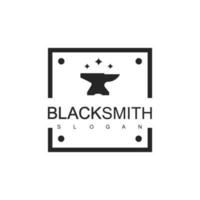 Blacksmith Logo Design Template With Anvil Icon Illustration vector