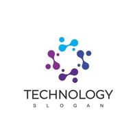 Technology Logo Design Template With Molecule Symbol vector