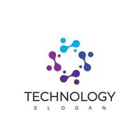 Technology Logo Design Template With Molecule Symbol vector