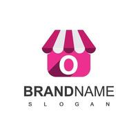 Online Shop Logo Design Template With O Initial vector