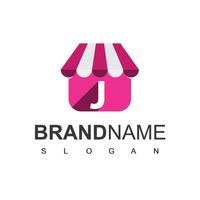 Online Shop Logo Design Template With J Initial vector