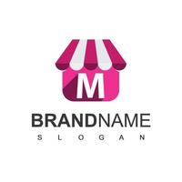 Online Shop Logo Design Template With M Initial vector