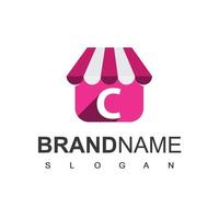 Online Shop Logo Design Template With C Initial vector