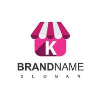 Online Shop Logo Design Template With K Initial vector