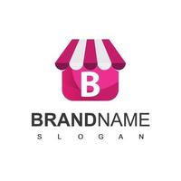 Online Shop Logo Design Template With B Initial vector