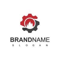 Engineering Logo Template, Gear And Flame Element For Industrial Company vector