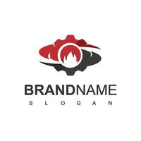 Engineering Logo Template, Gear And Flame Element For Industrial Company vector