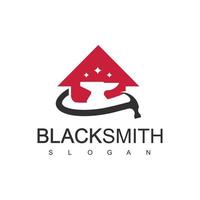 Blacksmith Logo Design Template With Anvil Icon Illustration vector
