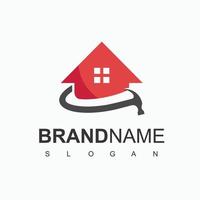 Home Construction Logo With House And Hammer Symbol vector