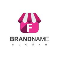 Online Shop Logo Design Template With F Initial vector