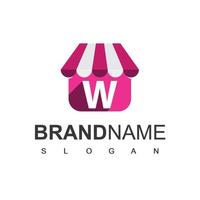 Online Shop Logo Design Template With W Initial vector