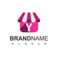 Online Shop Logo Design Template With Y Initial vector