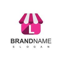 Online Shop Logo Design Template With L Initial vector