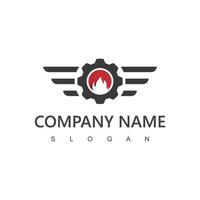 Engineering Logo Template, Gear And Flame Element For Industrial Company vector